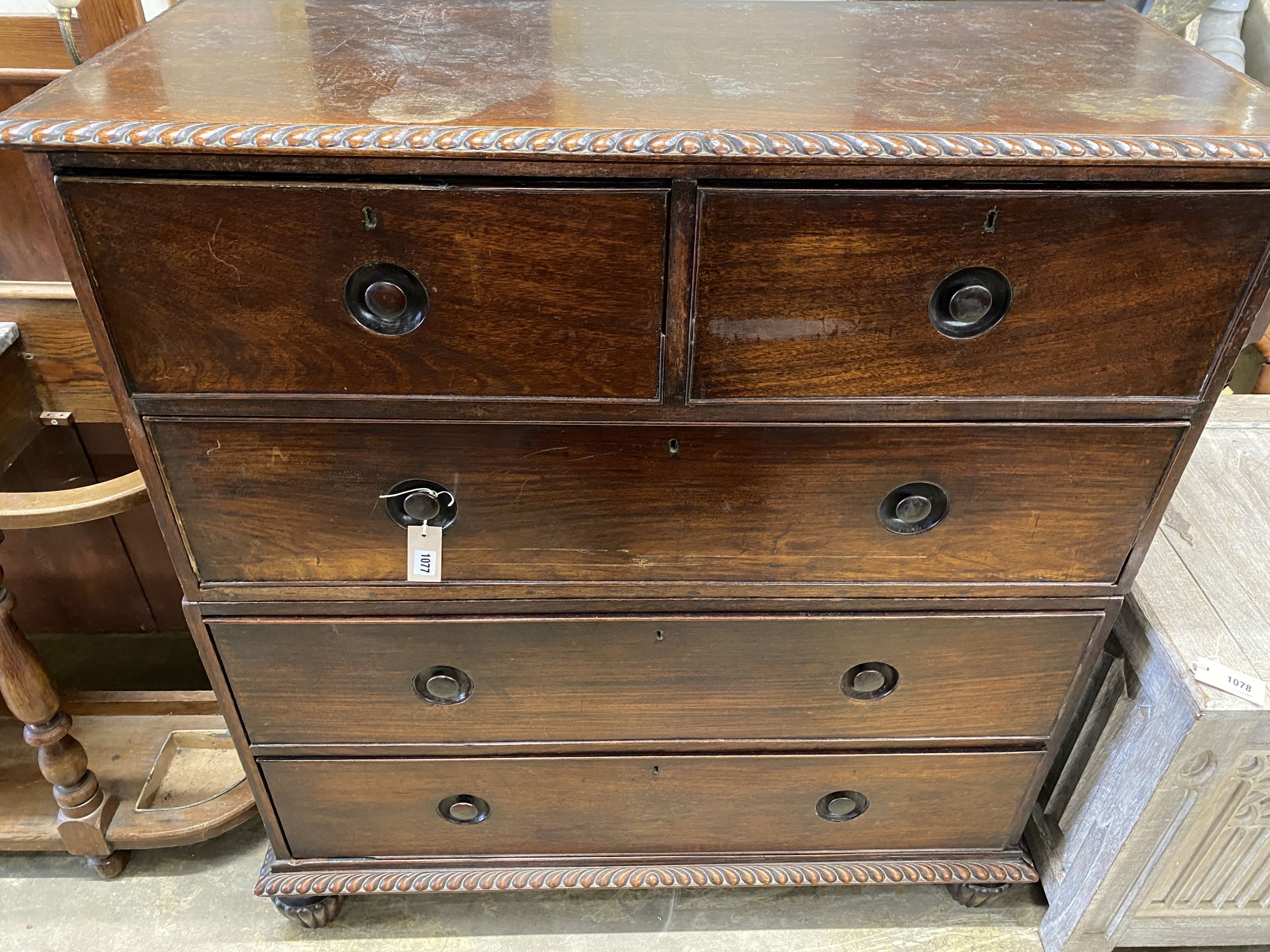 A 19th century Anglo-Indian padouk two-part chest, width 112cm, depth 49cm, height 121cm